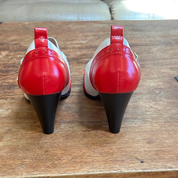 Chase + Chloe Red and White Mary Jane Heels - Picture 6 of 8